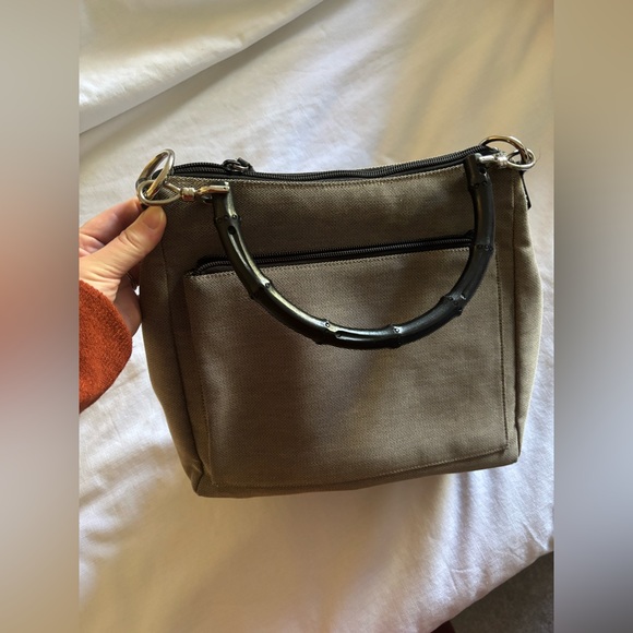 Handbags - Auth Gucci bamboo canvas leather hand bag Firm price